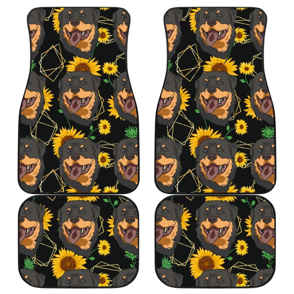 Paws With Rottweiler Sunflower Print Car Floor Mats 210702
