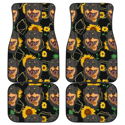 Paws With Rottweiler Sunflower Print Car Floor Mats 210702