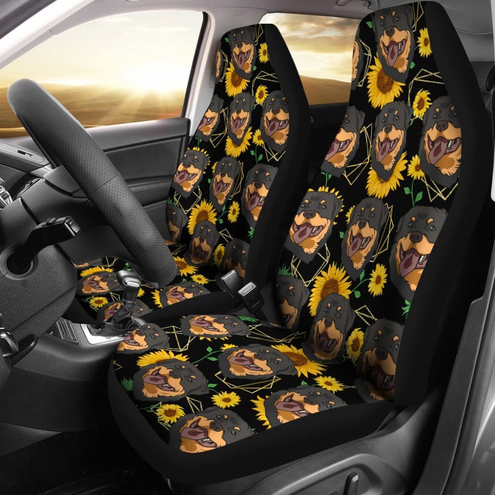 Paws With Rottweiler Sunflower Print Car Seat Covers 210702