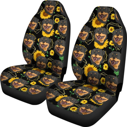 Paws With Rottweiler Sunflower Print Car Seat Covers 210702