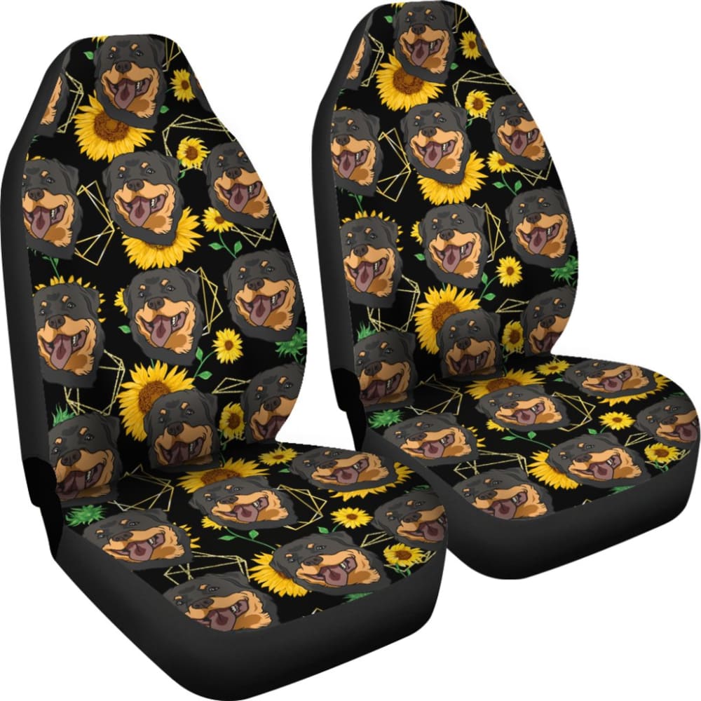 Paws With Rottweiler Sunflower Print Car Seat Covers 210702