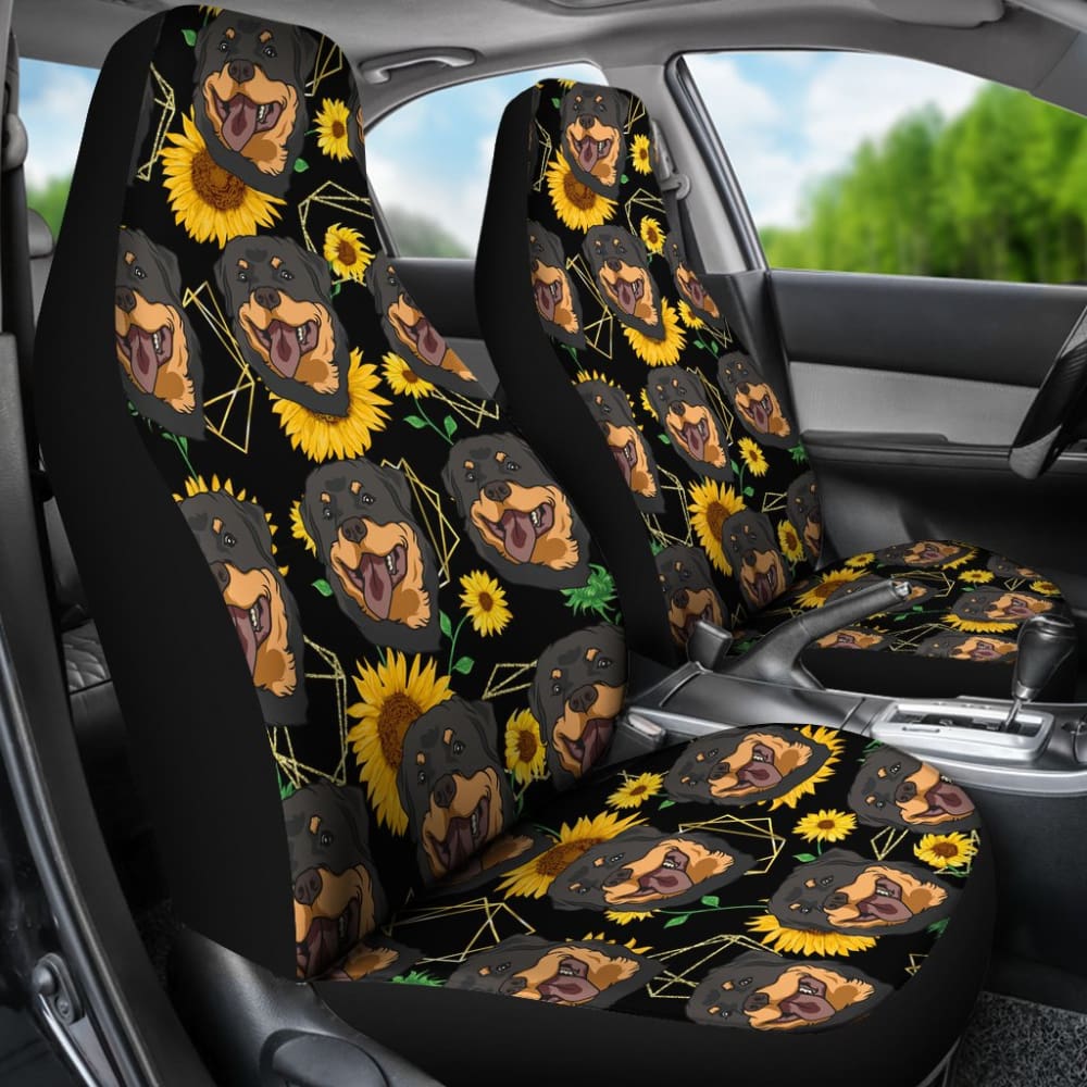 Paws With Rottweiler Sunflower Print Car Seat Covers 210702