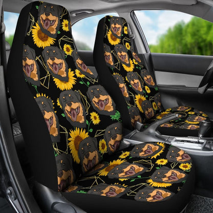 Paws With Rottweiler Sunflower Print Car Seat Covers 210702