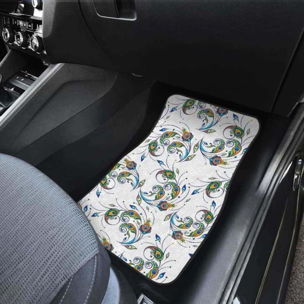 Peacock Feather Pattern Front And Back Car Mats 181703 - YourCarButBetter