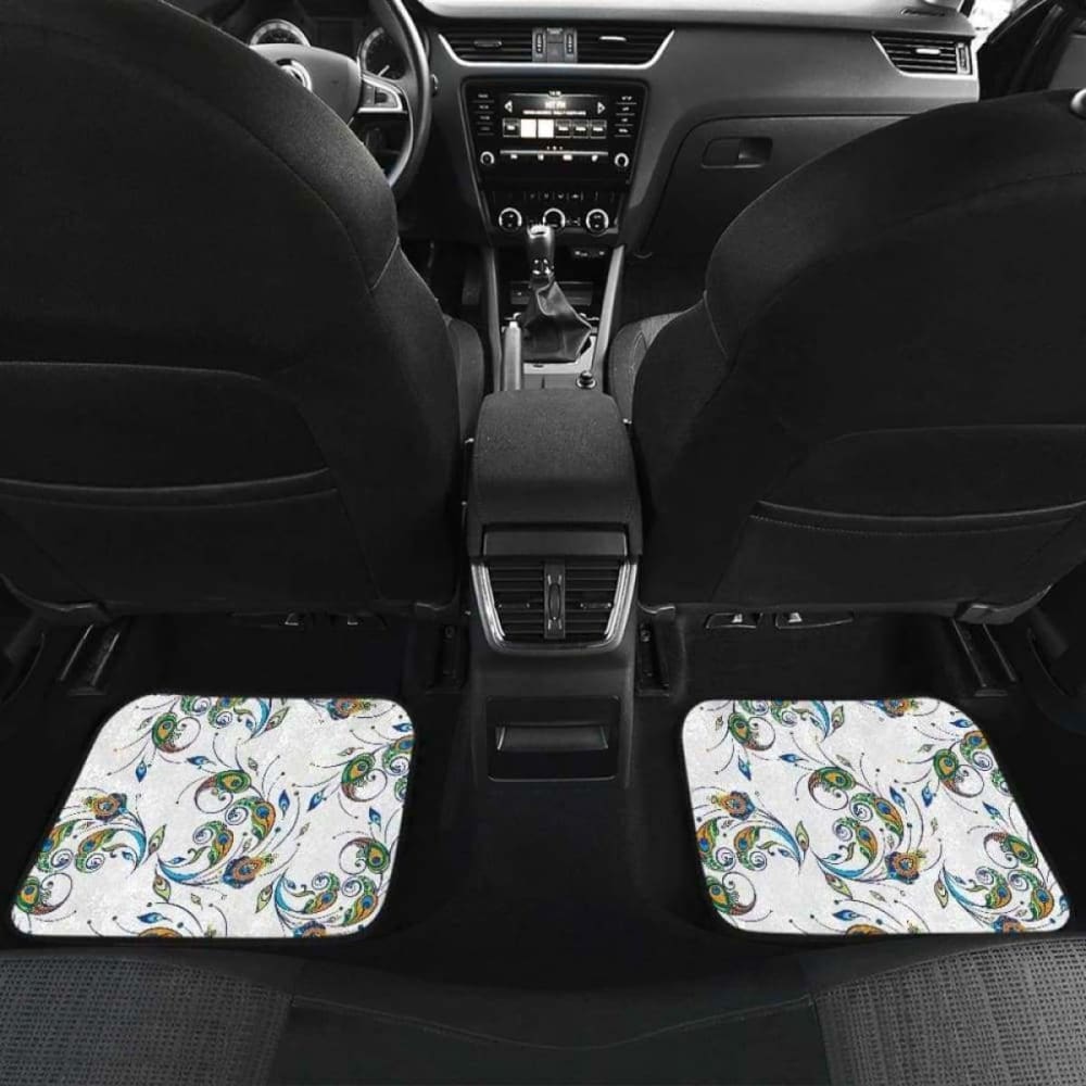 Peacock Feather Pattern Front And Back Car Mats 181703 - YourCarButBetter