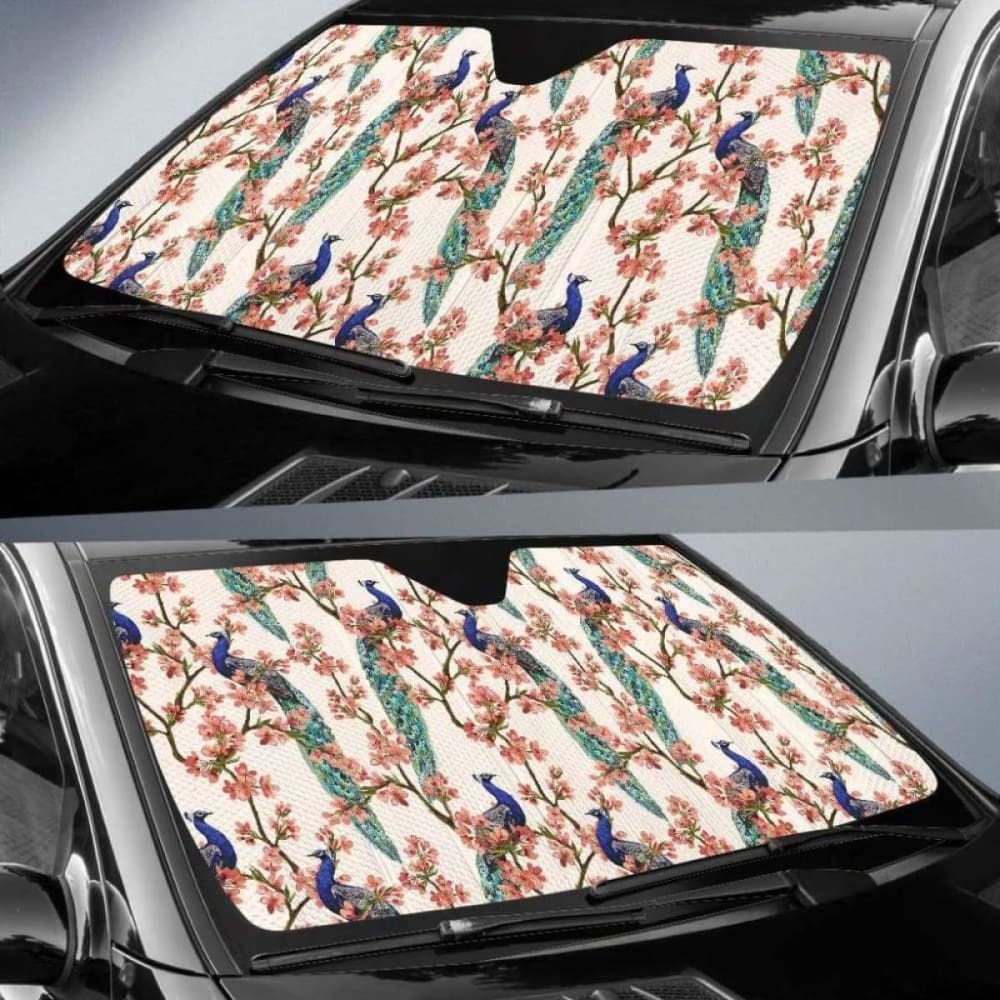 Peacock Tropical Flower Pattern Car Auto Sun Shades 085424 - YourCarButBetter