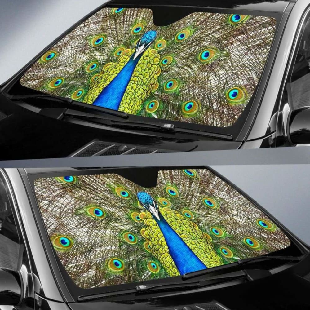 Peafowl Blue Peafowl Peacock 4K Car Sun Shade 085424 - YourCarButBetter