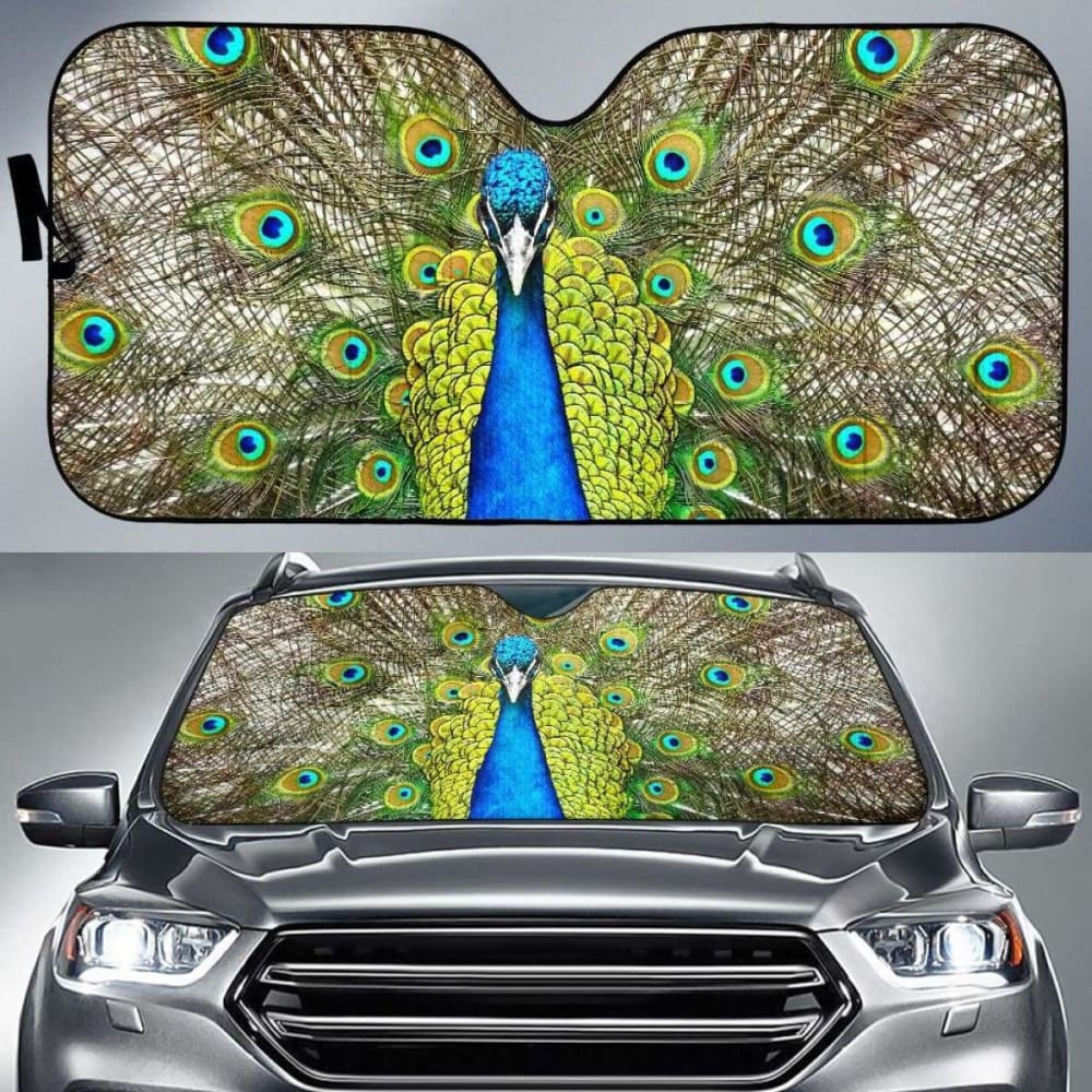 Peafowl Blue Peafowl Peacock 4K Car Sun Shade 085424 - YourCarButBetter
