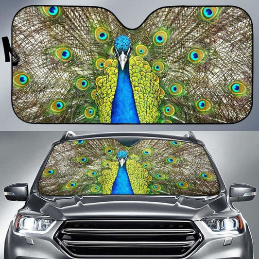 Peafowl Blue Peafowl Peacock 4K Car Sun Shade 085424 - YourCarButBetter