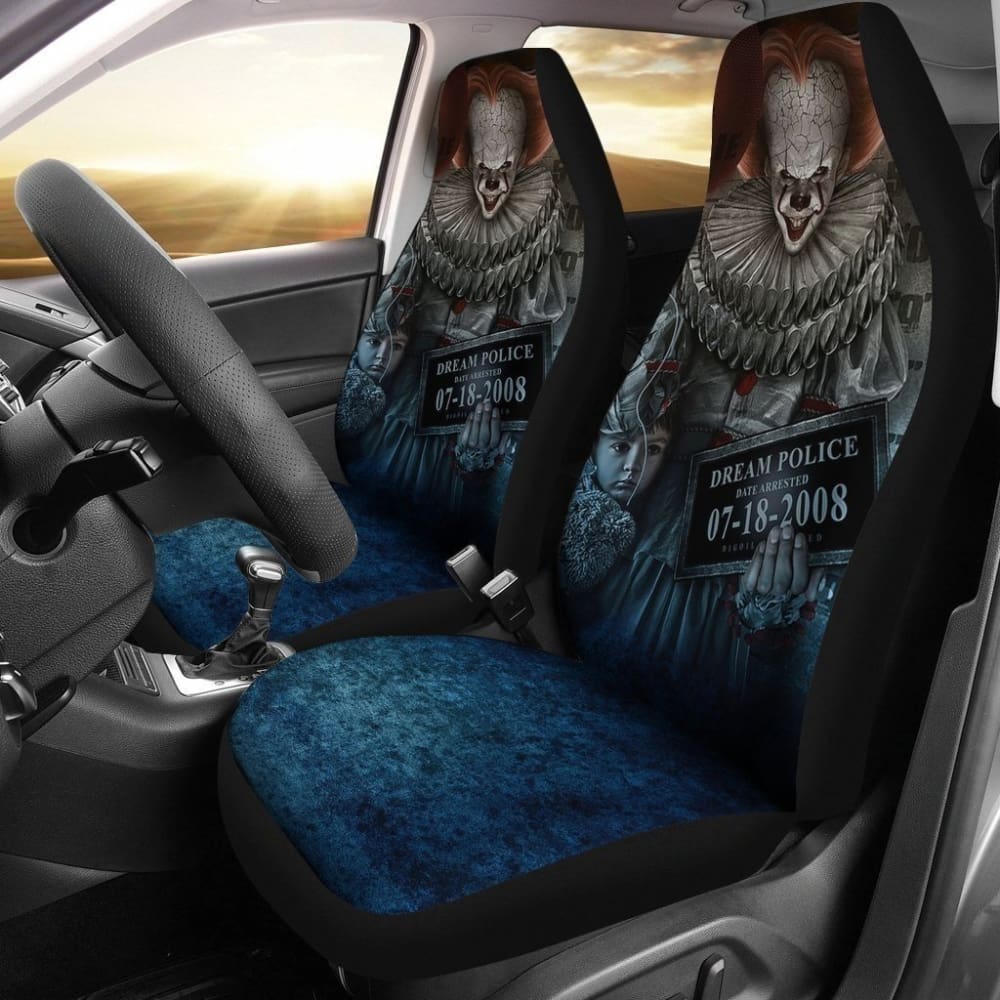Pennywise It Car Seat Covers Custom Horror Police Wanted Car Decoration 101819 - YourCarButBetter