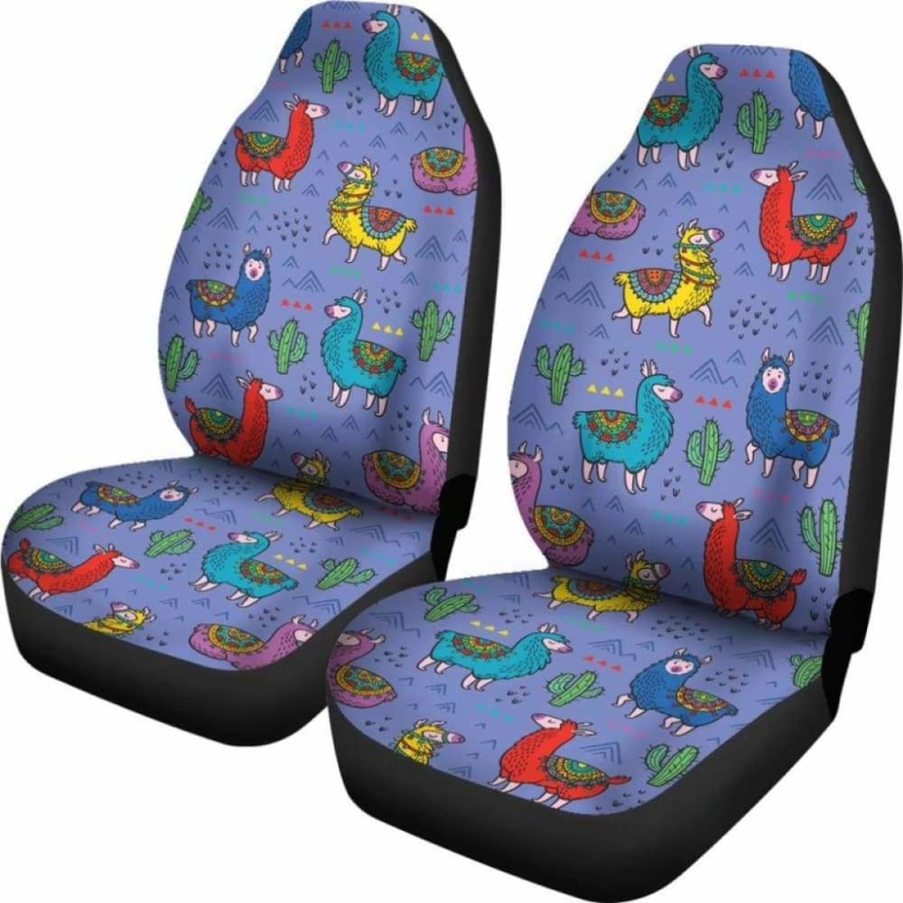 Periwinkle Blue With Llamas Car Seat Covers 102802 - YourCarButBetter