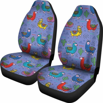 Periwinkle Blue With Llamas Car Seat Covers 102802 - YourCarButBetter