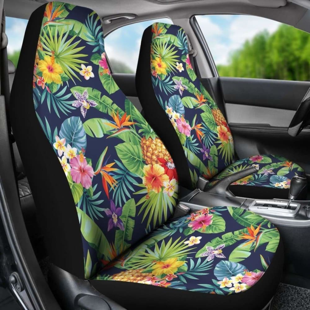 Pineapple And Flower Car Seat Cover 5 174914 - YourCarButBetter