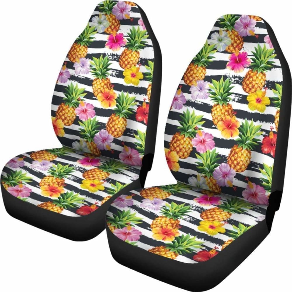 Pineapple And Hibiscus Pattern Car Seat Covers - 232125 - YourCarButBetter