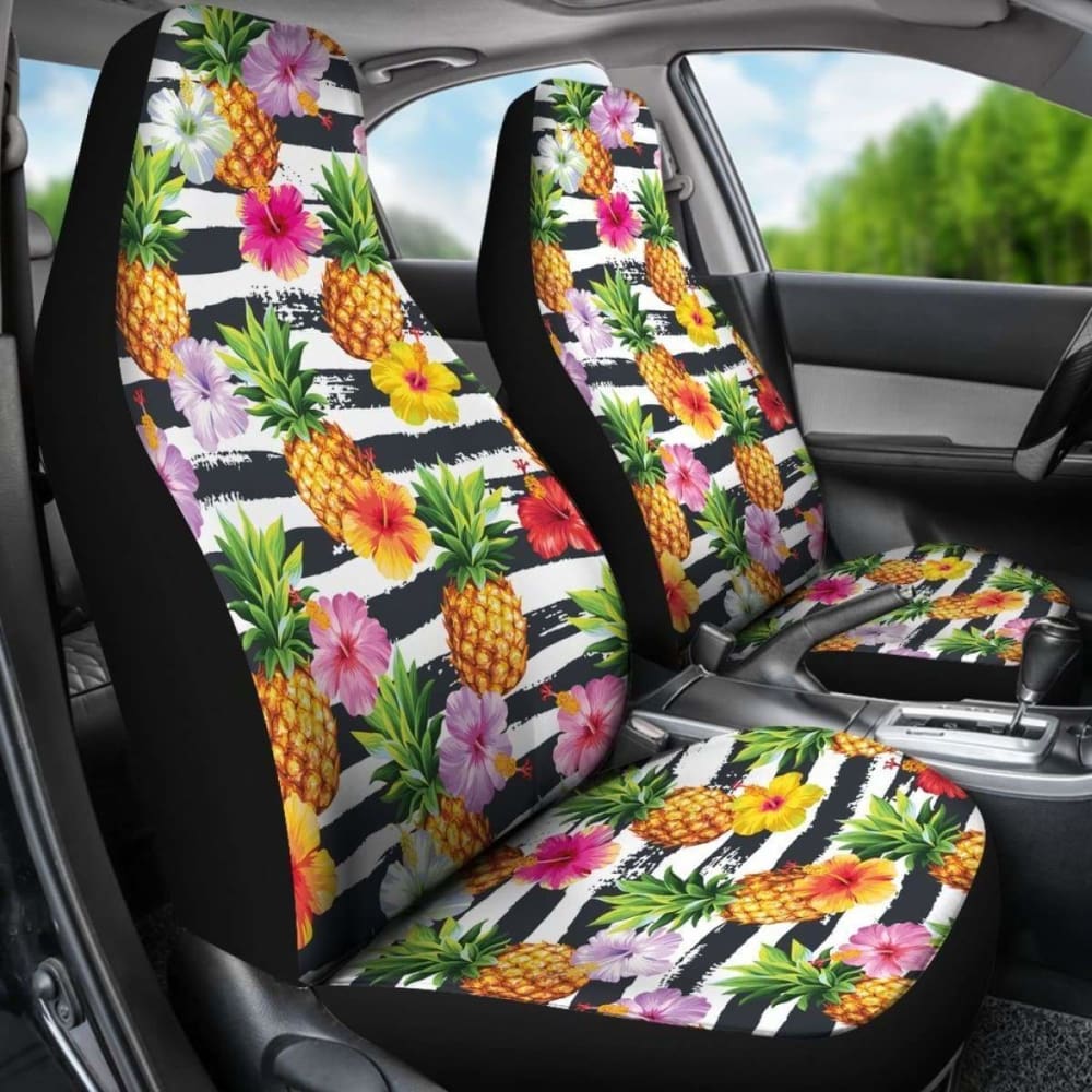 Pineapple And Hibiscus Pattern Car Seat Covers - 232125 - YourCarButBetter