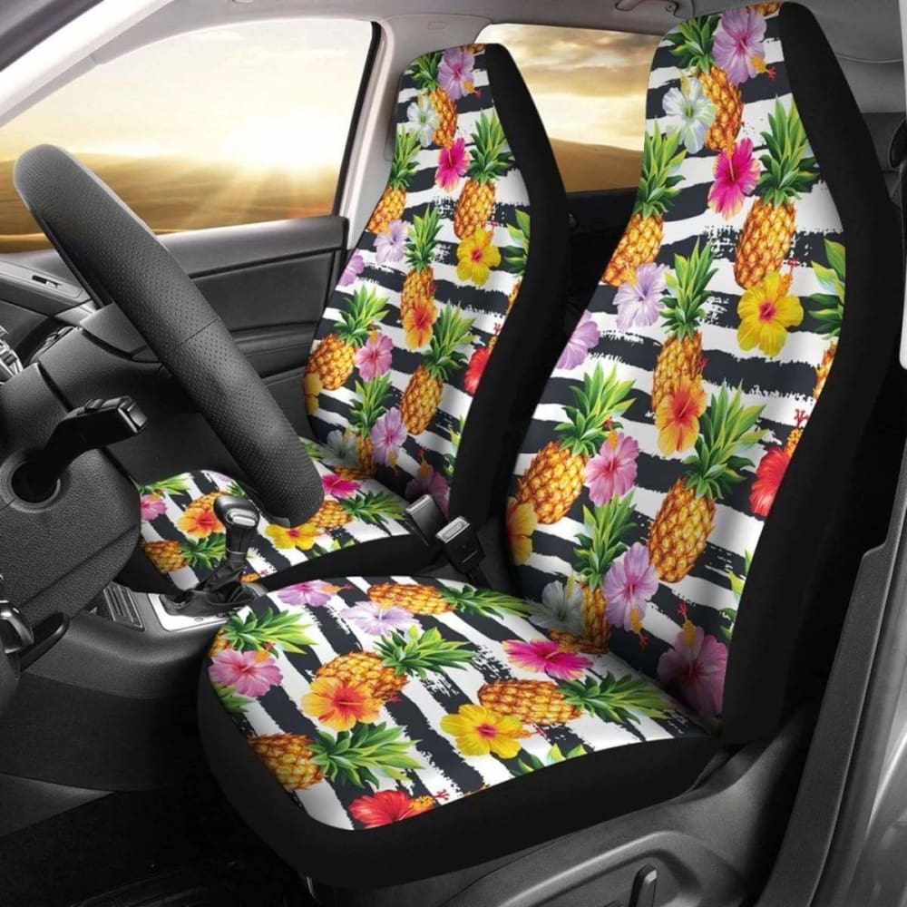Pineapple And Hibiscus Pattern Car Seat Covers - 232125 - YourCarButBetter