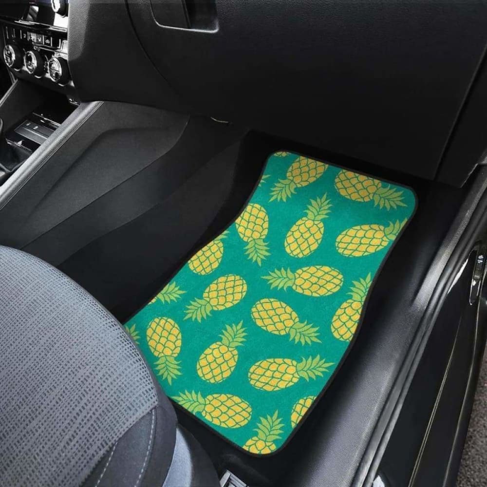 Pineapples Pattern Green Background Front And Back Car Mats 174914 - YourCarButBetter