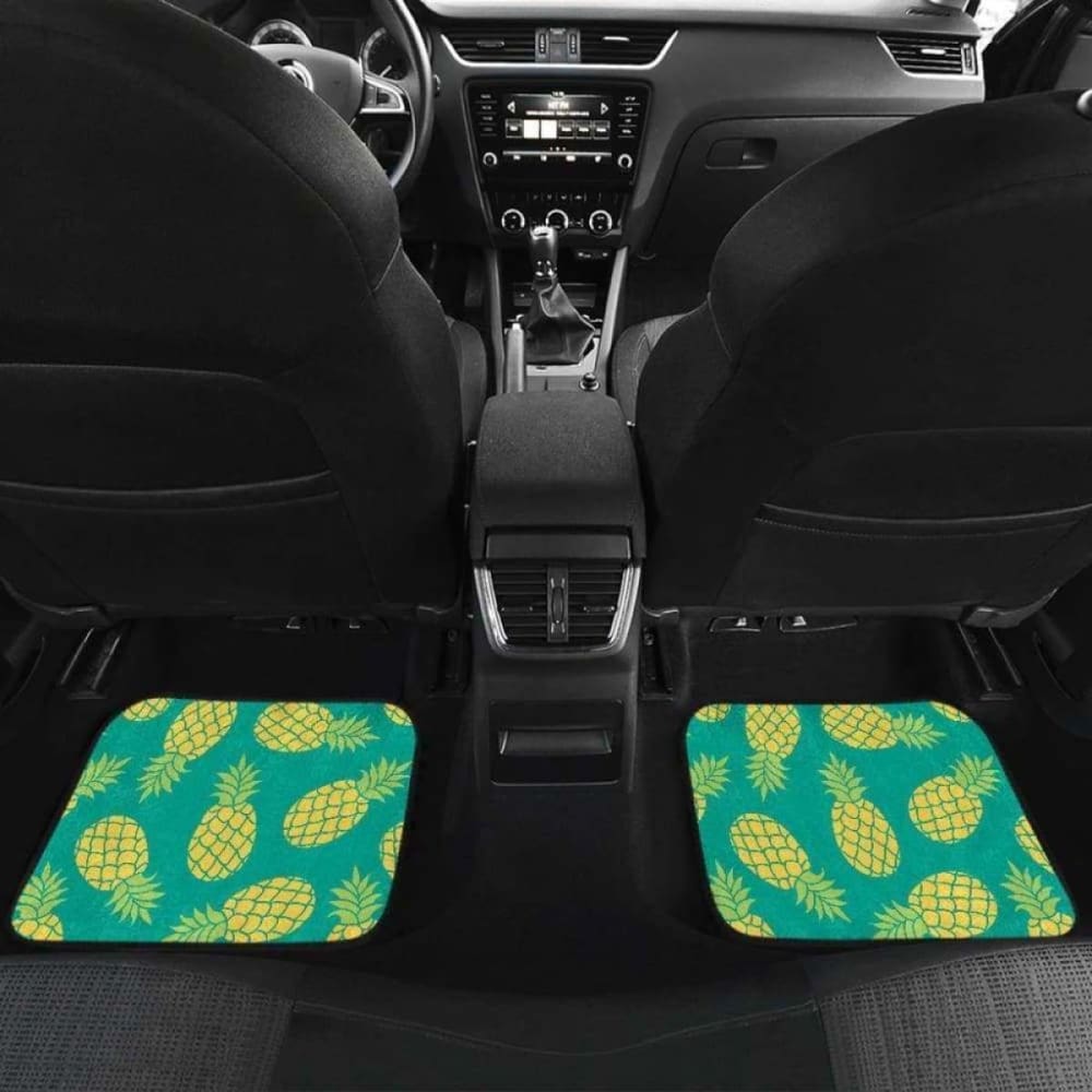 Pineapples Pattern Green Background Front And Back Car Mats 174914 - YourCarButBetter