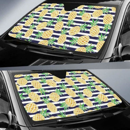 Pineapples Pattern Striped Background Car Auto Sun Shades 460402 - YourCarButBetter