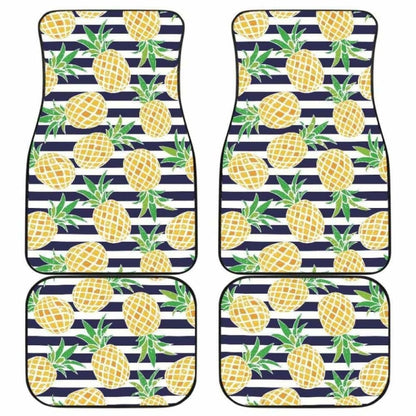 Pineapples Pattern Striped Background Front And Back Car Mats 174914 - YourCarButBetter