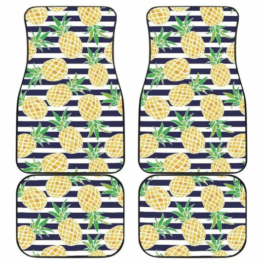 Pineapples Pattern Striped Background Front And Back Car Mats 174914 - YourCarButBetter
