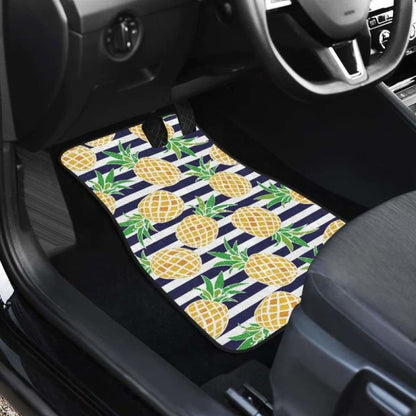 Pineapples Pattern Striped Background Front And Back Car Mats 174914 - YourCarButBetter