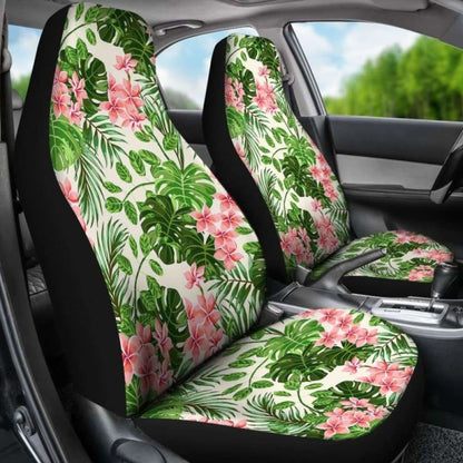 Pink And Green Tropical Car Seat Covers With Flowers 105905 - YourCarButBetter