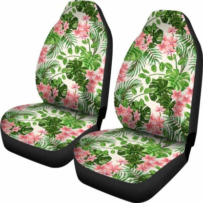 Pink And Green Tropical Car Seat Covers With Flowers 105905 - YourCarButBetter