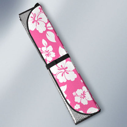 Pink And White Hibiscus Hawaiian Flower Pattern Car Auto Sun Shades 210801 - YourCarButBetter