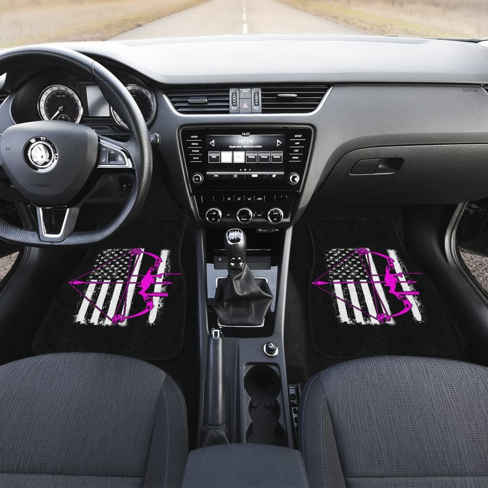 Pink Bow Hunter Flag Car Floor Mats Amazing Gift Ideas 212601 - YourCarButBetter