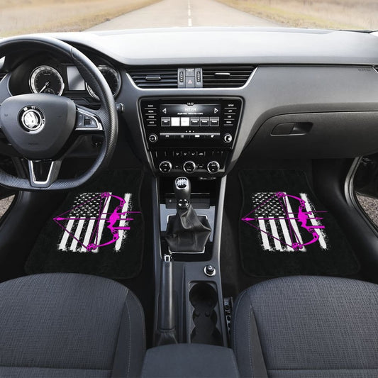 Pink Bow Hunter Flag Car Floor Mats Amazing Gift Ideas 212601 - YourCarButBetter