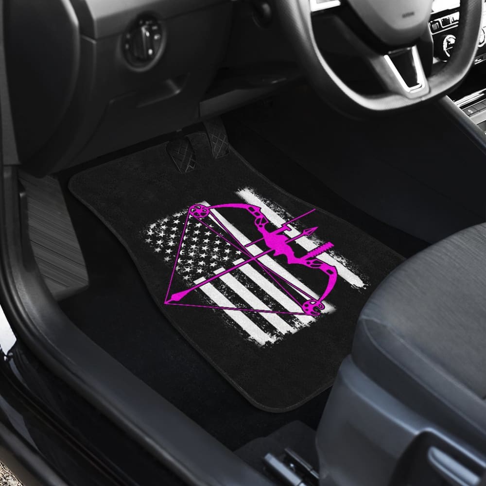 Pink Bow Hunter Flag Car Floor Mats Amazing Gift Ideas 212601 - YourCarButBetter