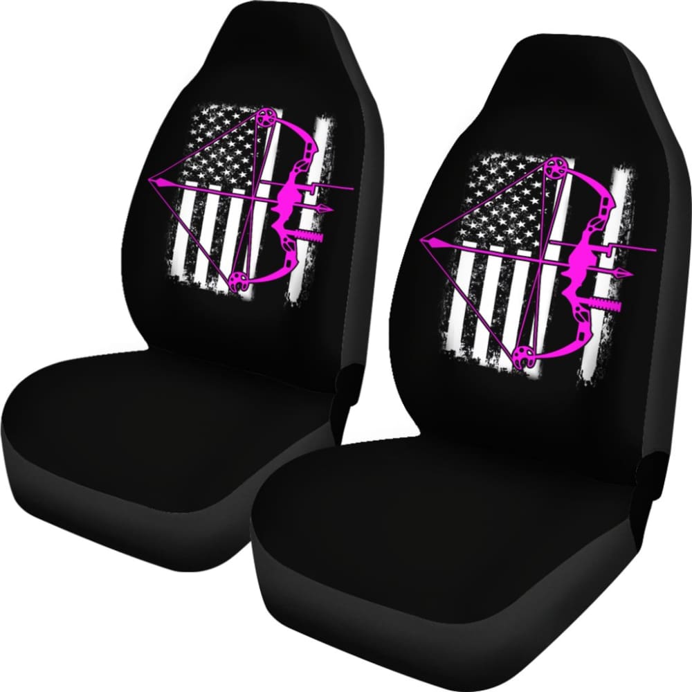 Pink Bow Hunter Flag Car Seat Covers Amazing Gift Ideas 212601 - YourCarButBetter