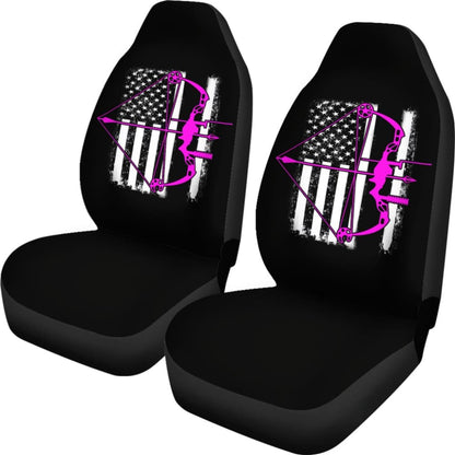 Pink Bow Hunter Flag Car Seat Covers Amazing Gift Ideas 212601 - YourCarButBetter