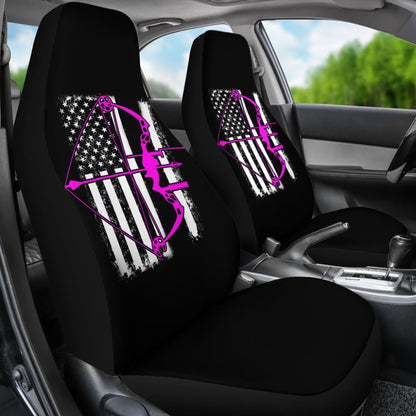 Pink Bow Hunter Flag Car Seat Covers Amazing Gift Ideas 212601 - YourCarButBetter