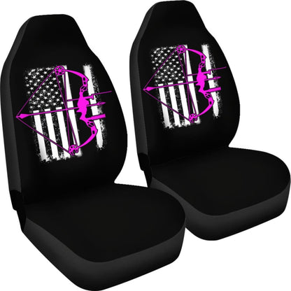 Pink Bow Hunter Flag Car Seat Covers Amazing Gift Ideas 212601 - YourCarButBetter