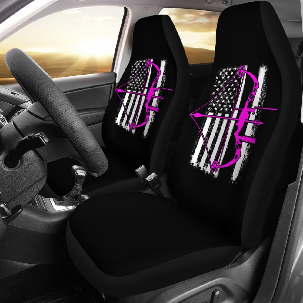 Pink Bow Hunter Flag Car Seat Covers Amazing Gift Ideas 212601 - YourCarButBetter