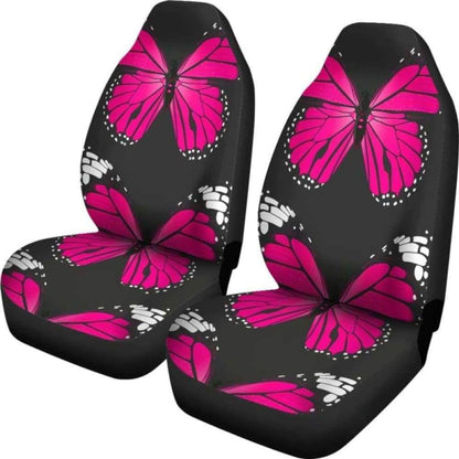 Pink Butterfly on Black Background Car Seat Covers 171204