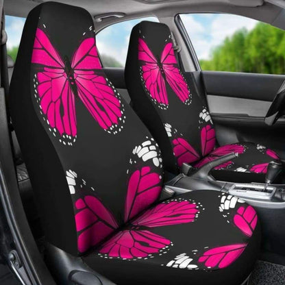 Pink Butterfly on Black Background Car Seat Covers 171204