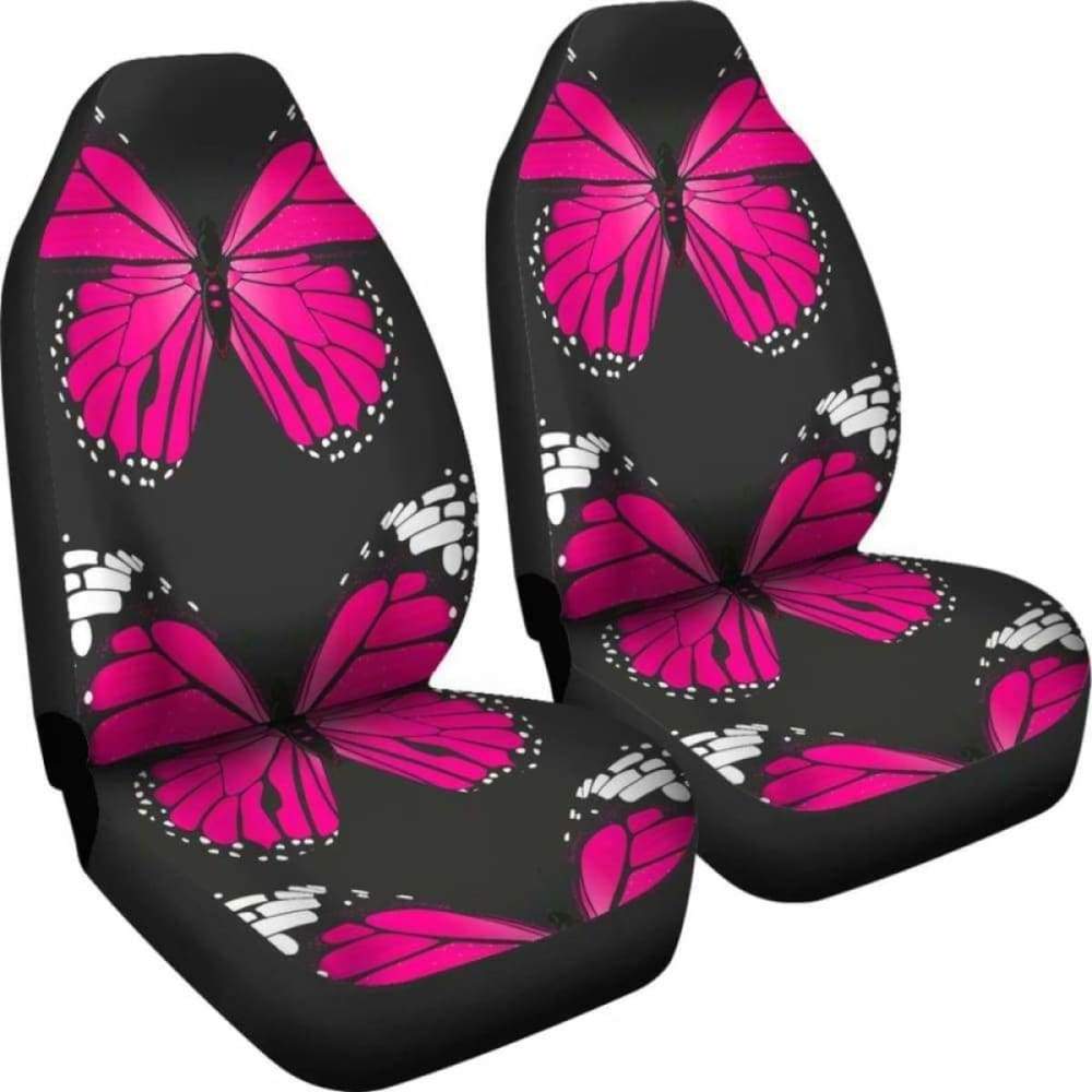 Pink Butterfly on Black Background Car Seat Covers 171204