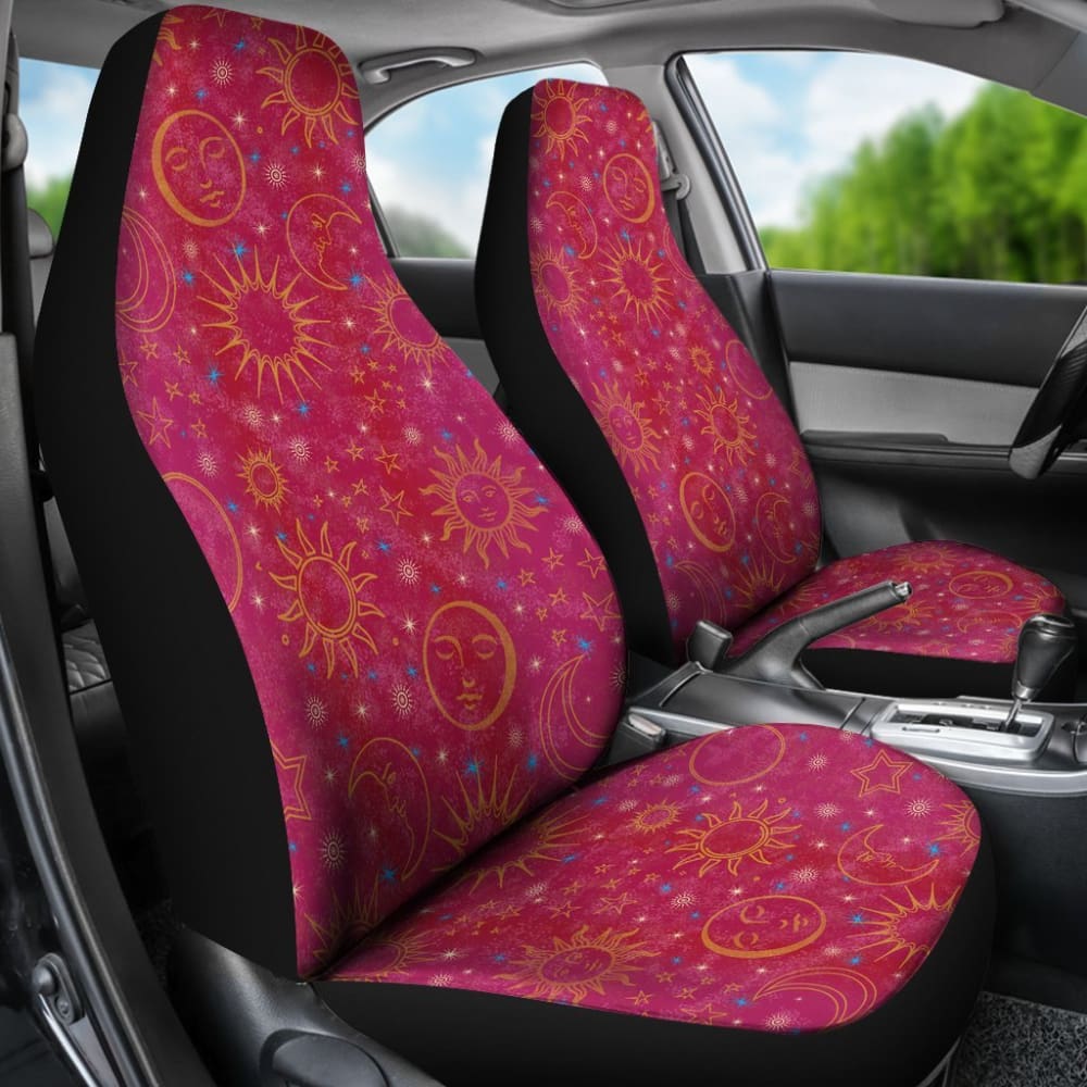 Pink Celestial Sun Moon Stars Car Seat Covers 101819 - YourCarButBetter