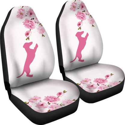 Pink Dachshund And Floral For Flower And Dog Lovers Car Seat Covers 210301 - YourCarButBetter