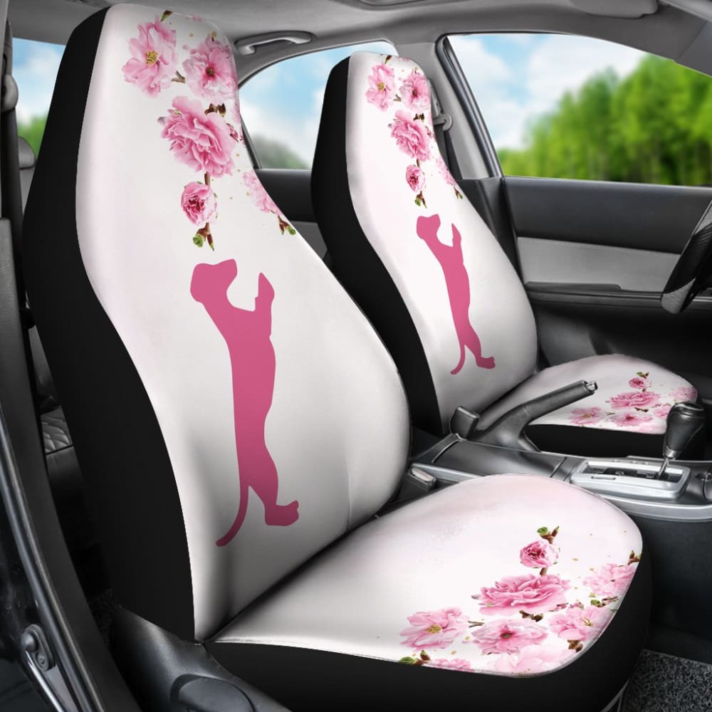 Pink Dachshund And Floral For Flower And Dog Lovers Car Seat Covers 210301 - YourCarButBetter