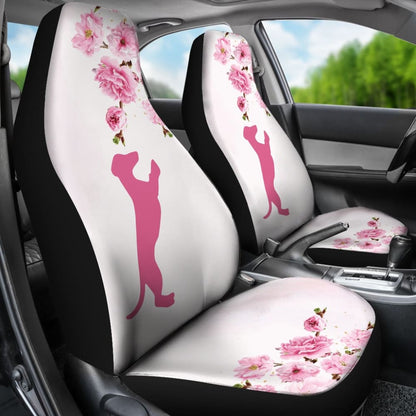 Pink Dachshund And Floral For Flower And Dog Lovers Car Seat Covers 210301 - YourCarButBetter