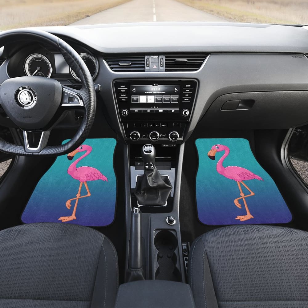 Pink Flamingo Blue Background Car Floor Mats 210502 - YourCarButBetter