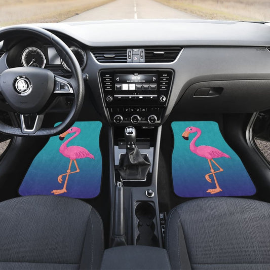 Pink Flamingo Blue Background Car Floor Mats 210502 - YourCarButBetter