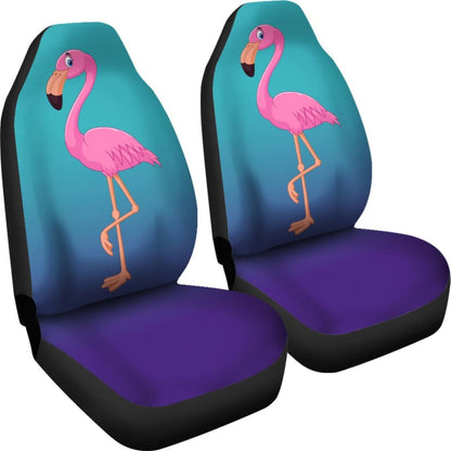 Pink Flamingo Blue Background Car Seat Covers 210502 - YourCarButBetter