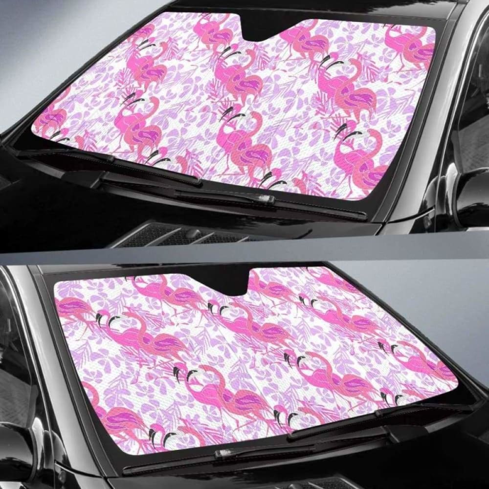 Pink Flamingo Flower Pattern Car Auto Sun Shades 172609 - YourCarButBetter