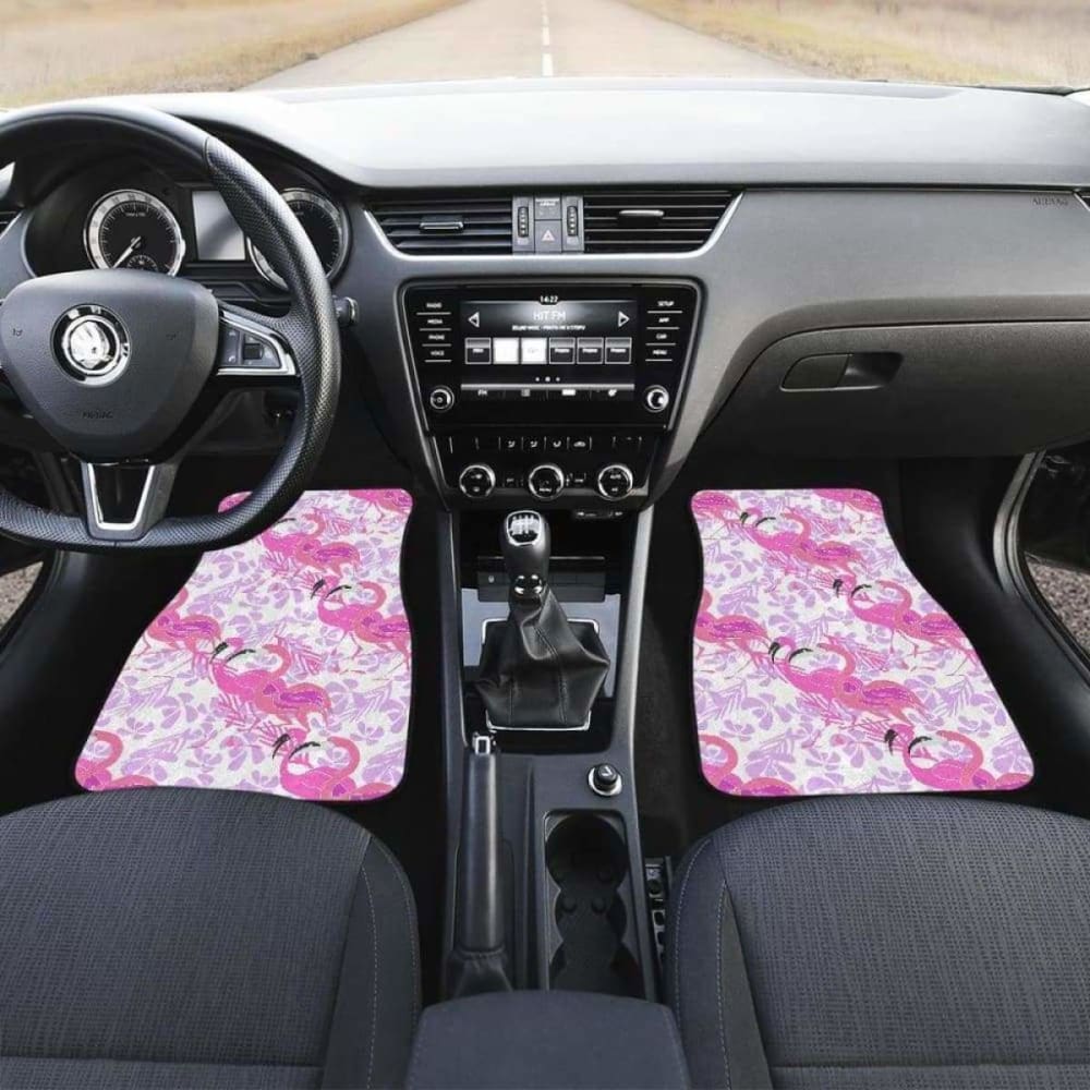 Pink Flamingo Flower Pattern Front And Back Car Mats 201010