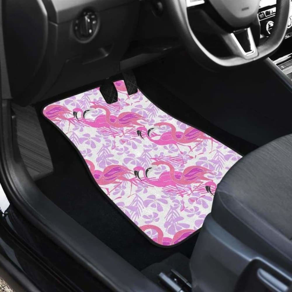 Pink Flamingo Flower Pattern Front And Back Car Mats 201010